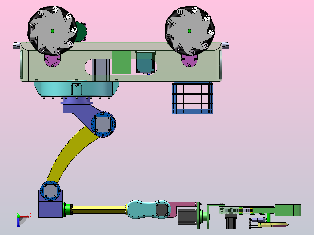 茄子采摘机器人设计（SW+CAD+说明书+Matlab仿真等）俯视图