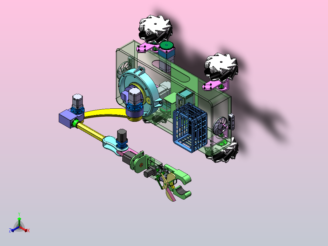茄子采摘机器人设计（SW+CAD+说明书+Matlab仿真等）正等轴测图
