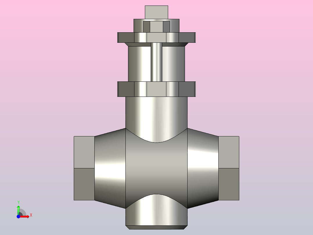 X14W三通内螺不锈钢旋塞阀[32]前视图
