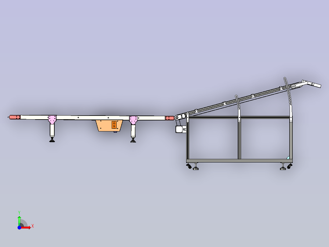 斜坡式快递输送带前视图