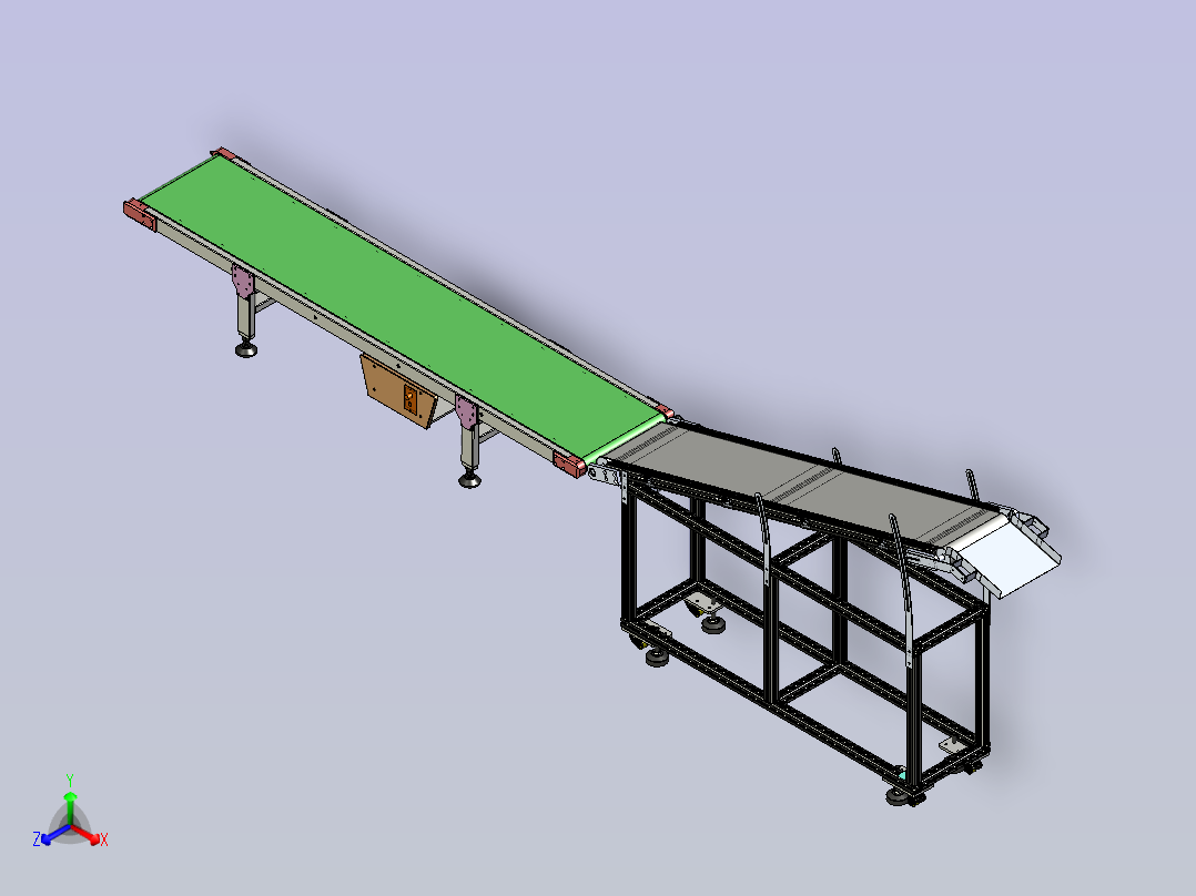 斜坡式快递输送带正等轴测图