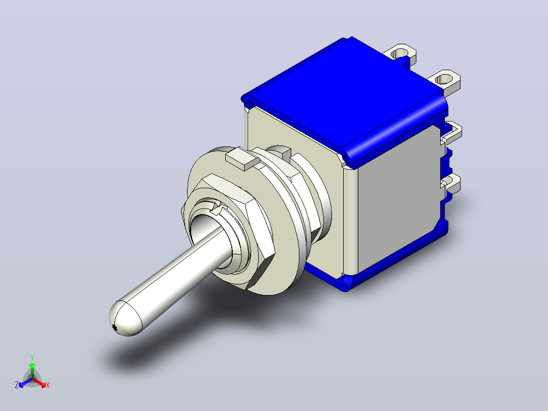 拨动开关，双极DPST，面板安装M6主视图