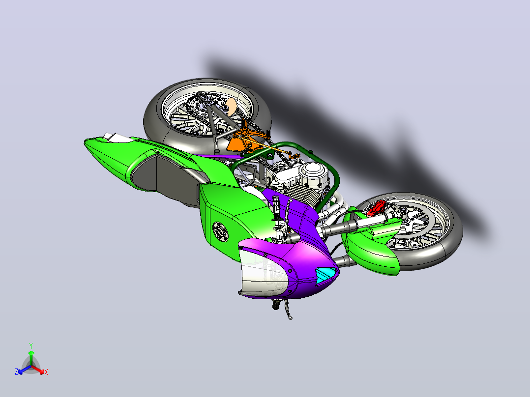 摩托车CATIA V5 r21模型主视图