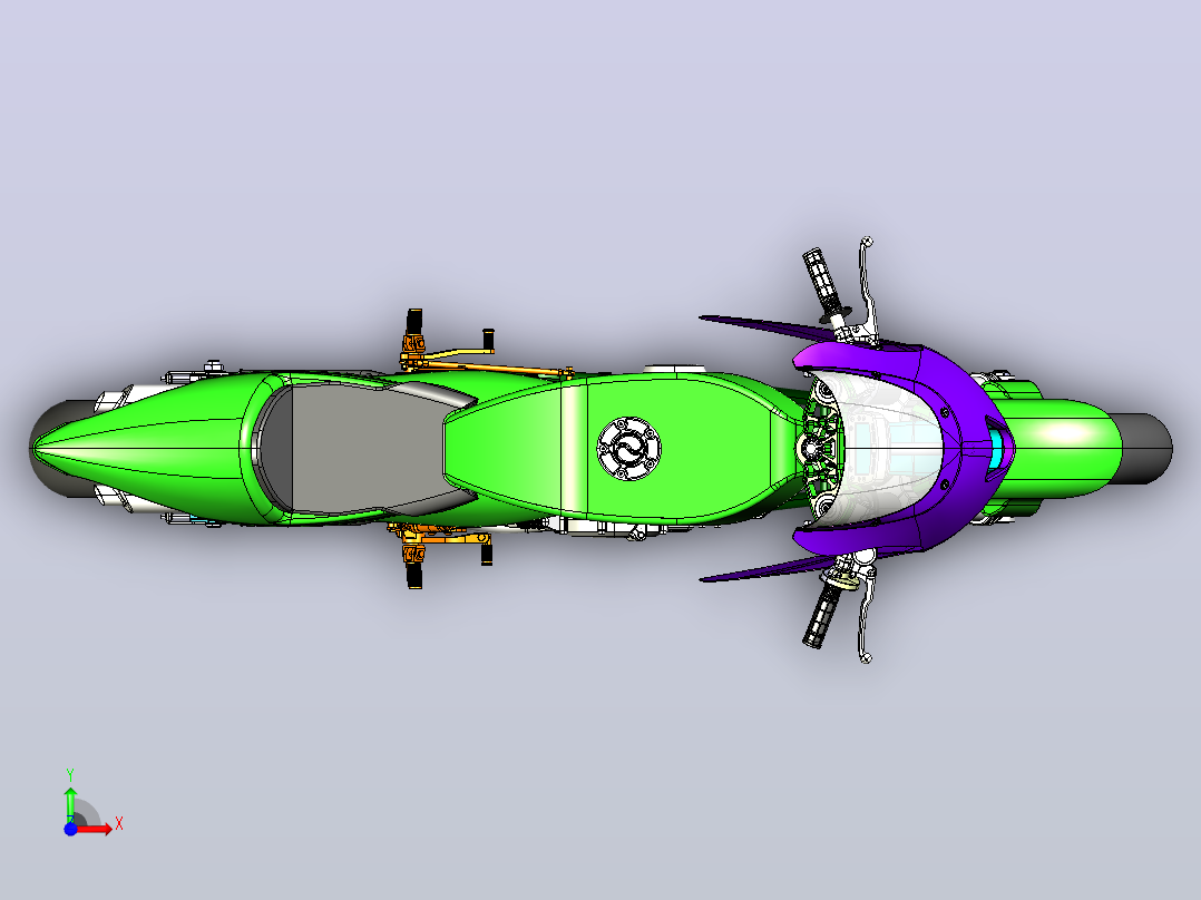 摩托车CATIA V5 r21模型前视图