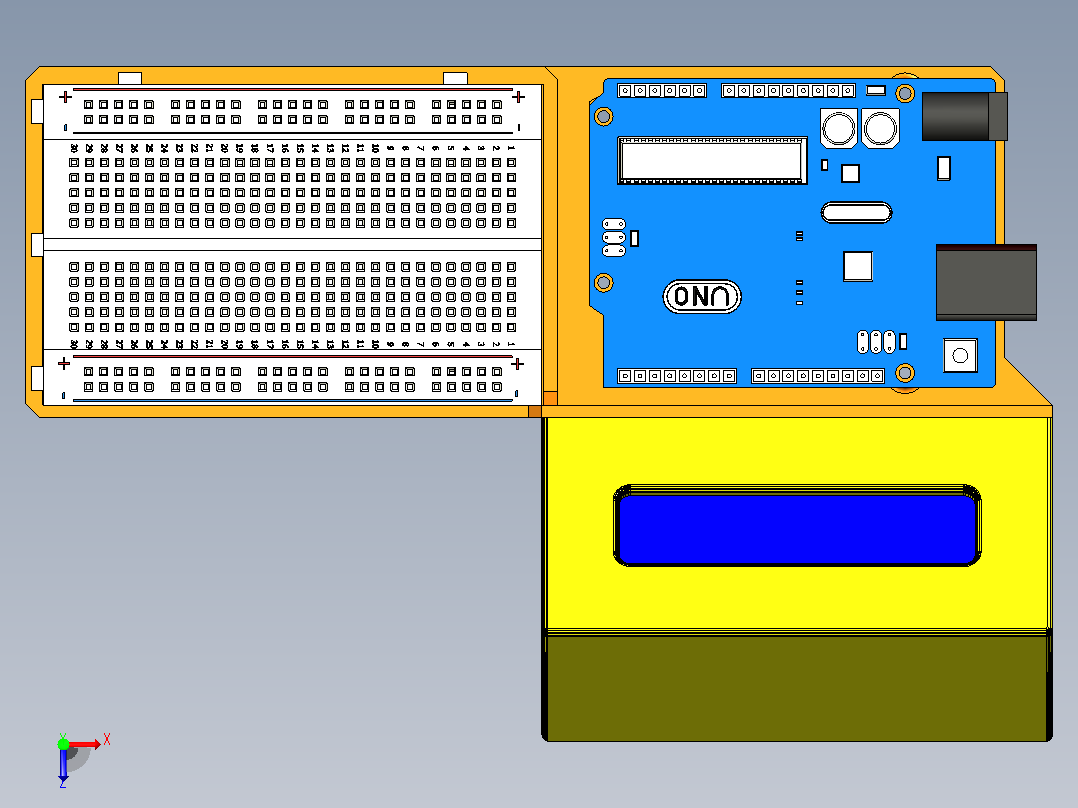 Arduino框架，支持16x2-LCD I2c俯视图