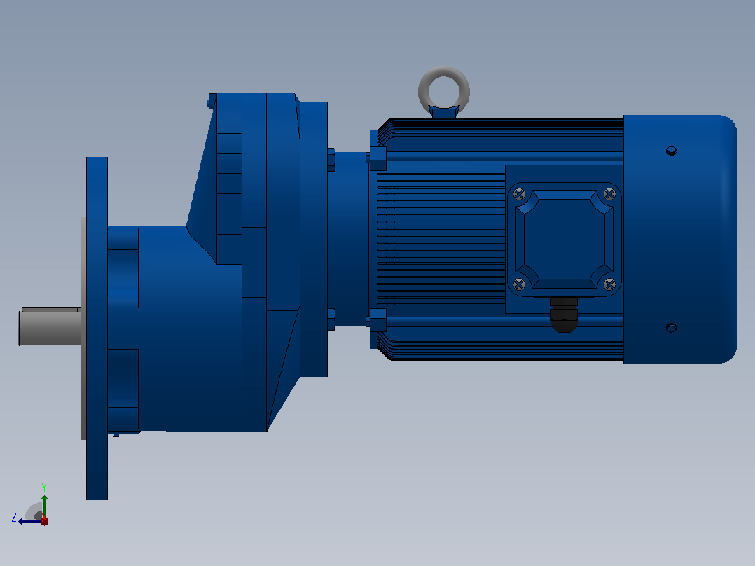 RXF57法兰轴伸式安装斜齿轮减速机RX57-Y0.25-4P-71-M1-0°-Φ200右视图