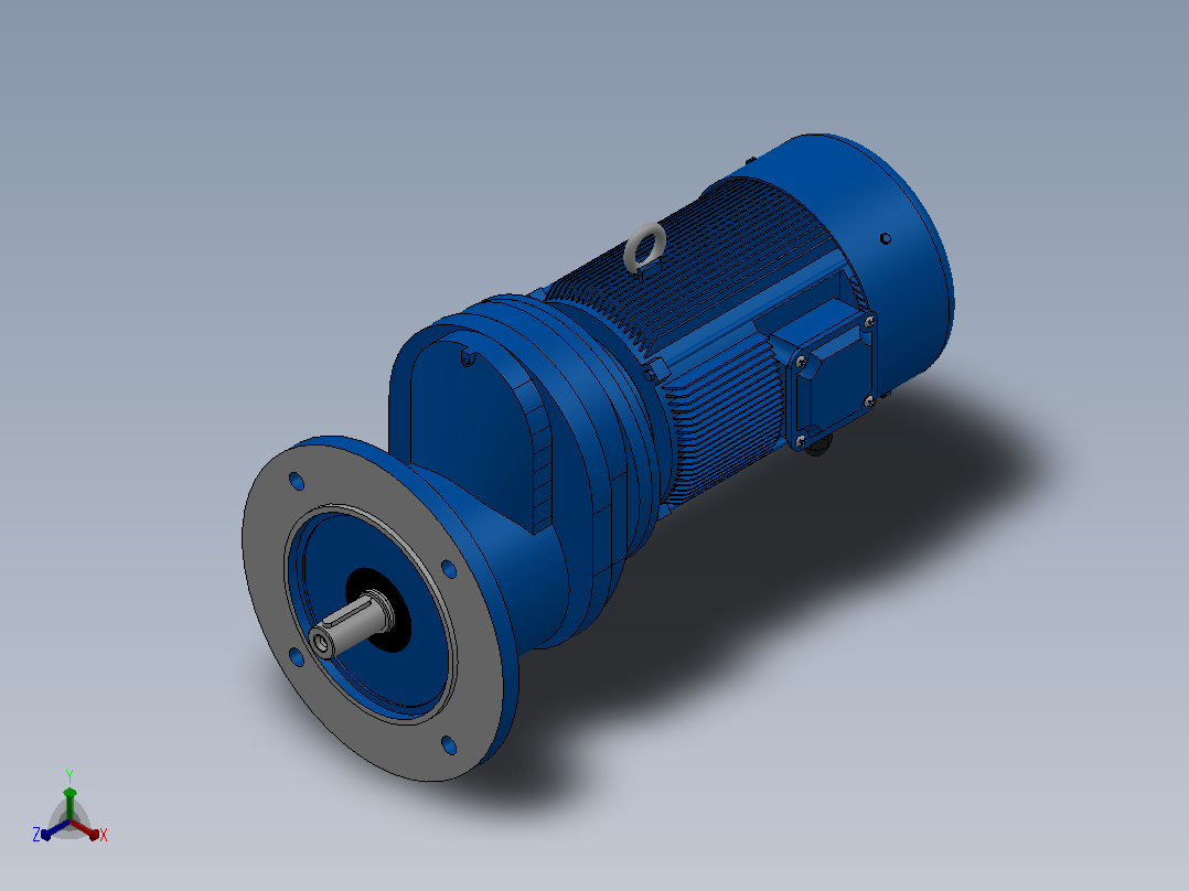 RXF57法兰轴伸式安装斜齿轮减速机RX57-Y0.25-4P-71-M1-0°-Φ200正等轴测图