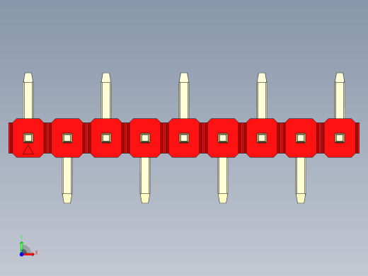 彩色公排针 100mil 2.54mm 系列-DS1022_red_09p_100mil_Type_SMT_R1_rev1.0前视缩略图