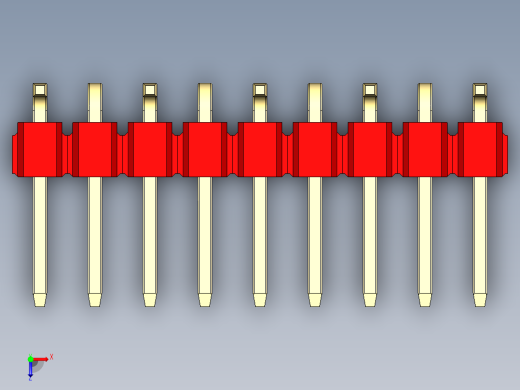 彩色公排针 100mil 2.54mm 系列-DS1022_red_09p_100mil_Type_SMT_R1_rev1.0俯视缩略图