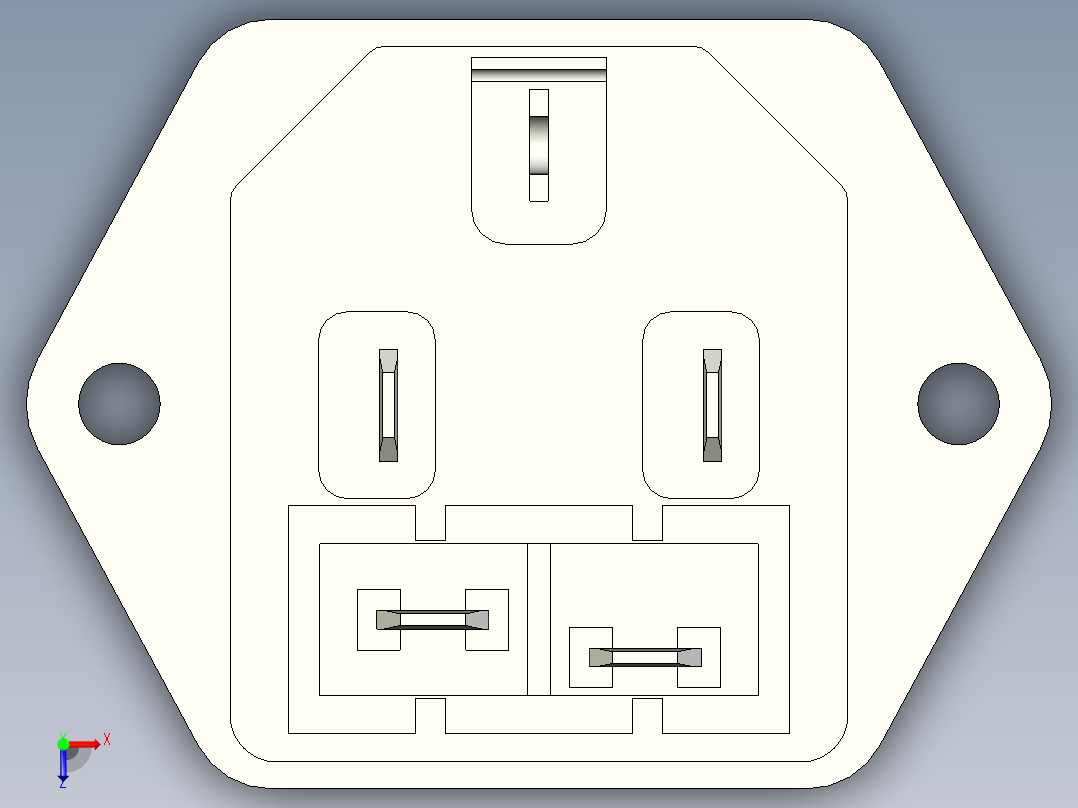 通用IEC插座+开关电源插座俯视图