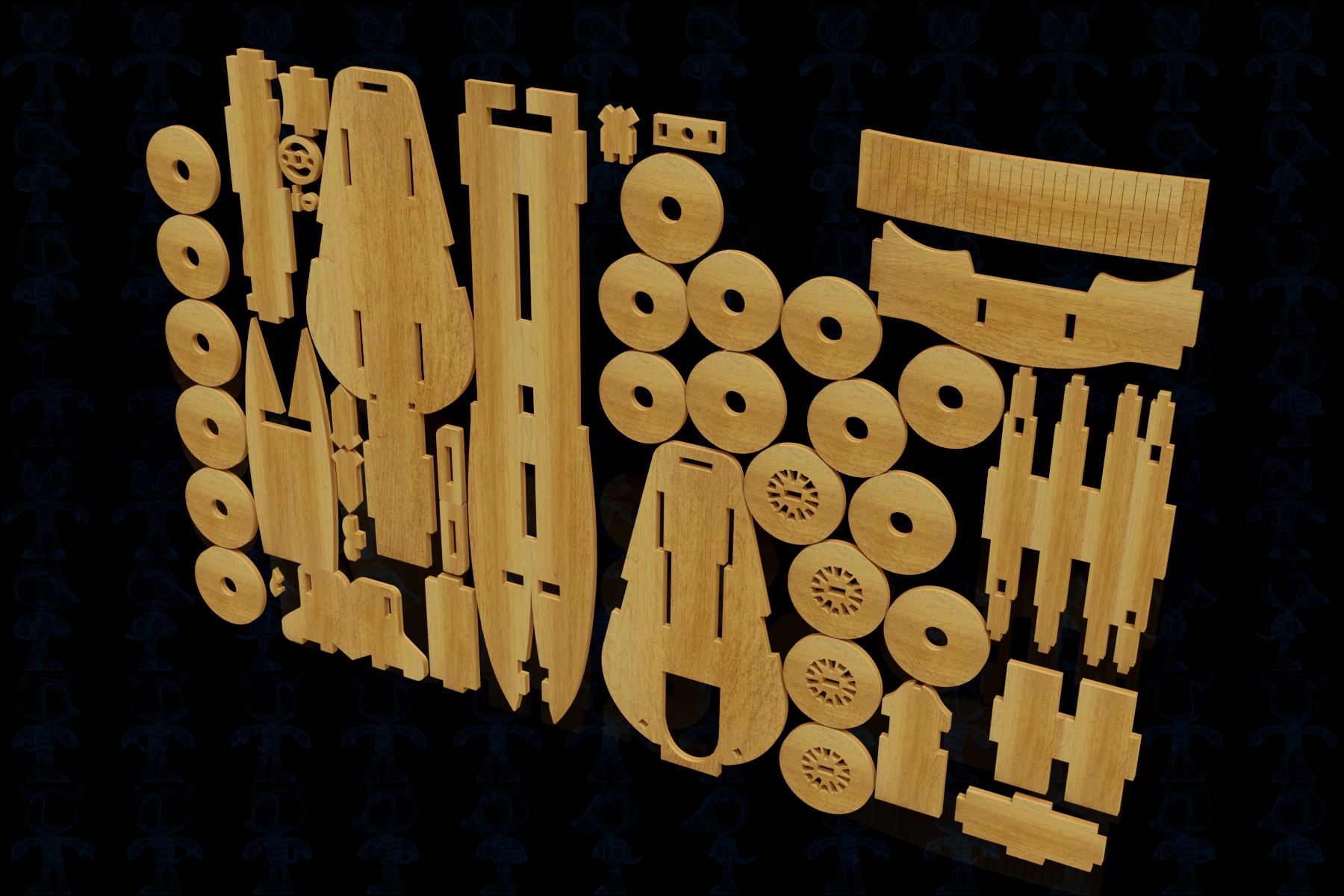 激光下料拼图赛车AutoCAD, Autodesk 3ds Max, OBJ, Parasolid, SOLIDWORKS 2016, STEP _ IGES
