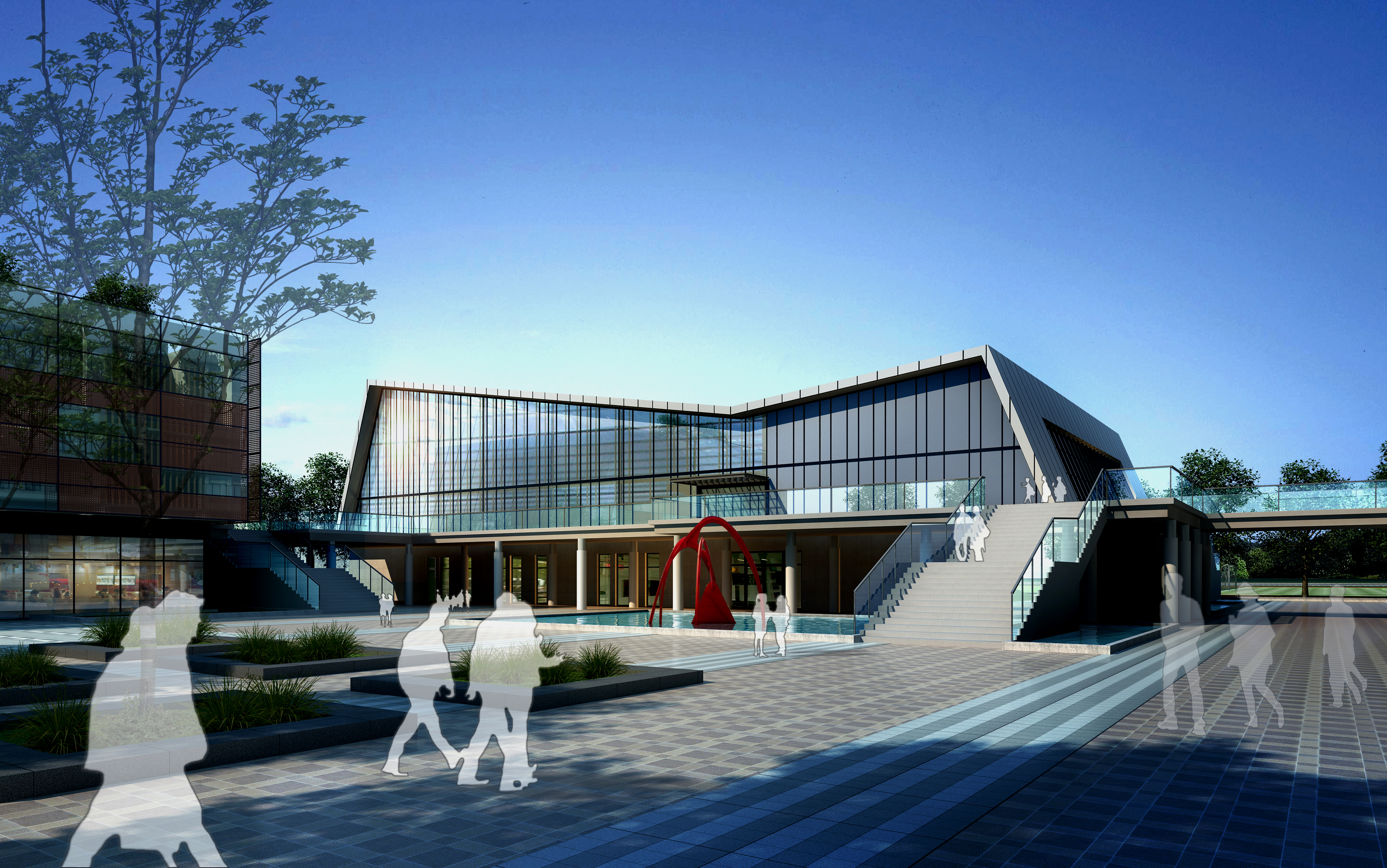 中学校区规划建筑单体设计文本（含文本效果图 CAD）