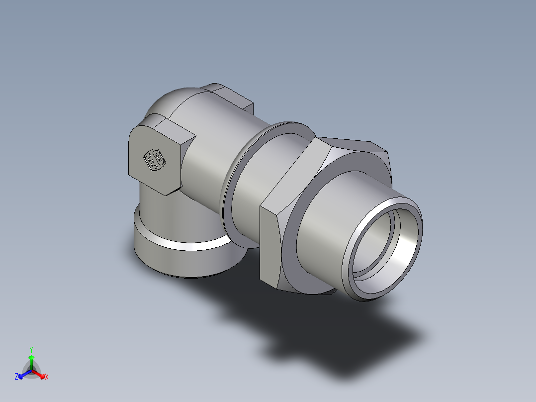 卡套式工业通用硬管接头EO_Bulkhead_elbow_WSV22LOMD71正等轴测图