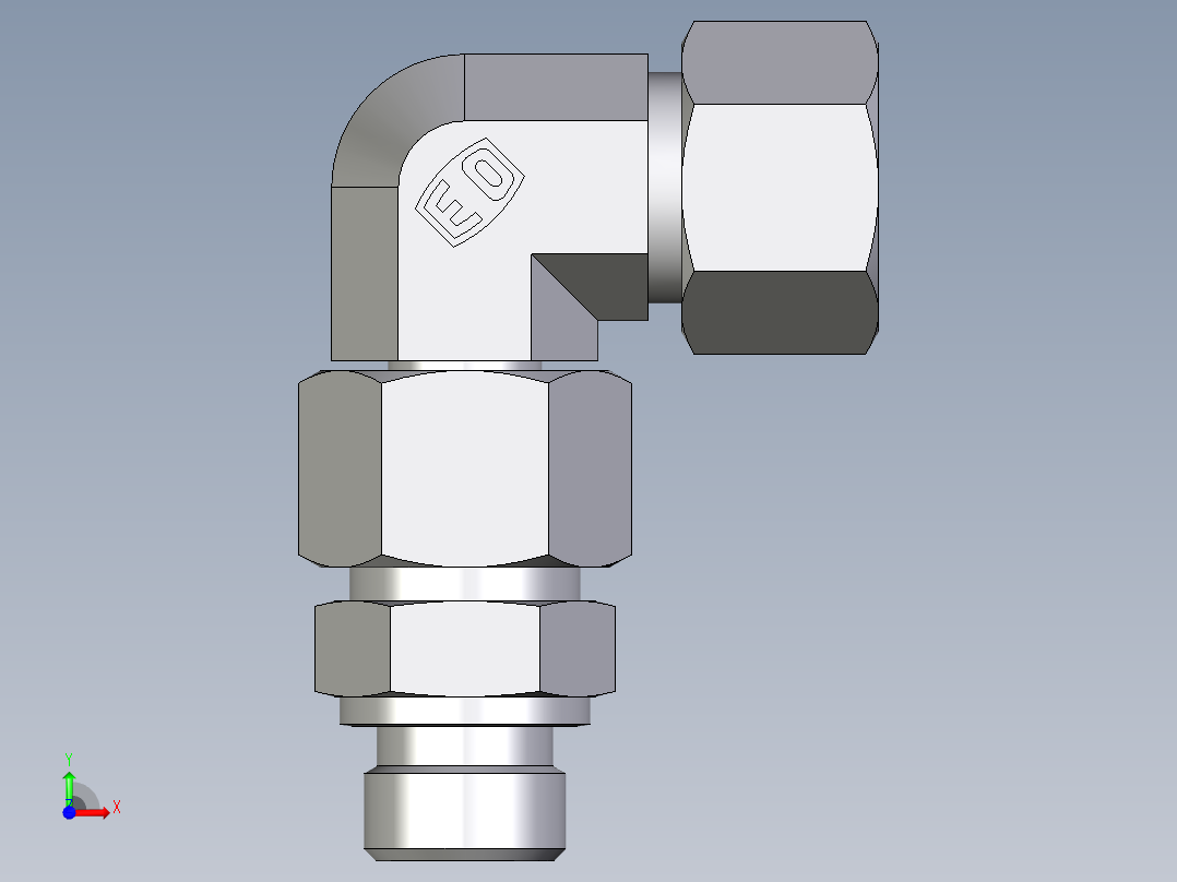 卡套式工业通用硬管接头EO_Assembled_adjustable_standpipe_elbow_EVW16SR71前视图