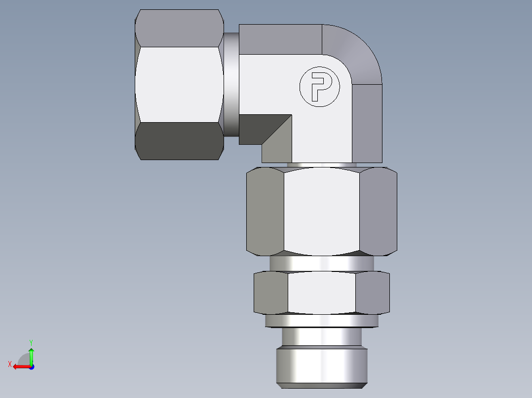 卡套式工业通用硬管接头EO_Assembled_adjustable_standpipe_elbow_EVW16SR71后视图