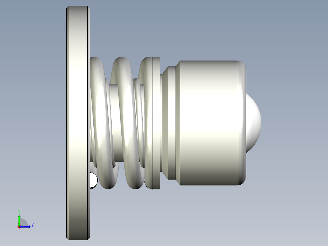 彈簧式萬向滾珠26-3D多系列多零件图纸模型左视图