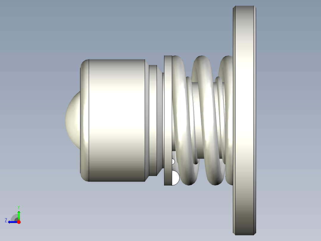 彈簧式萬向滾珠26-3D多系列多零件图纸模型右视图