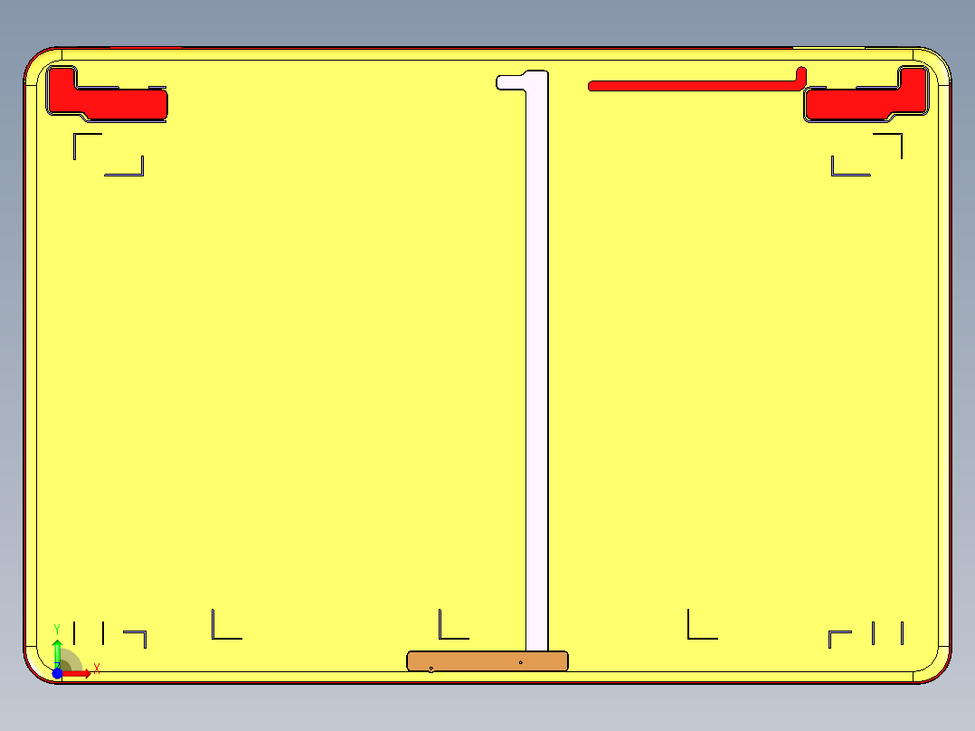 四轴笔记本外壳A面铣墙高避位程序模型前视图