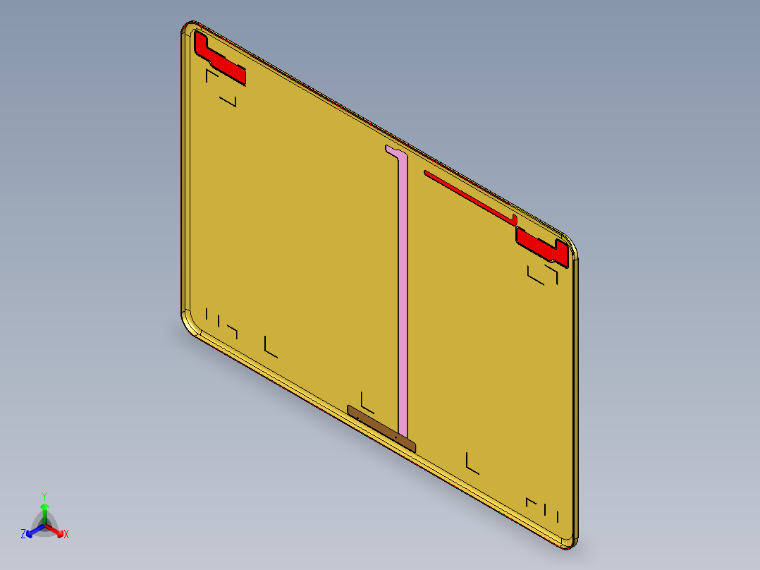 四轴笔记本外壳A面铣墙高避位程序模型正等轴测图