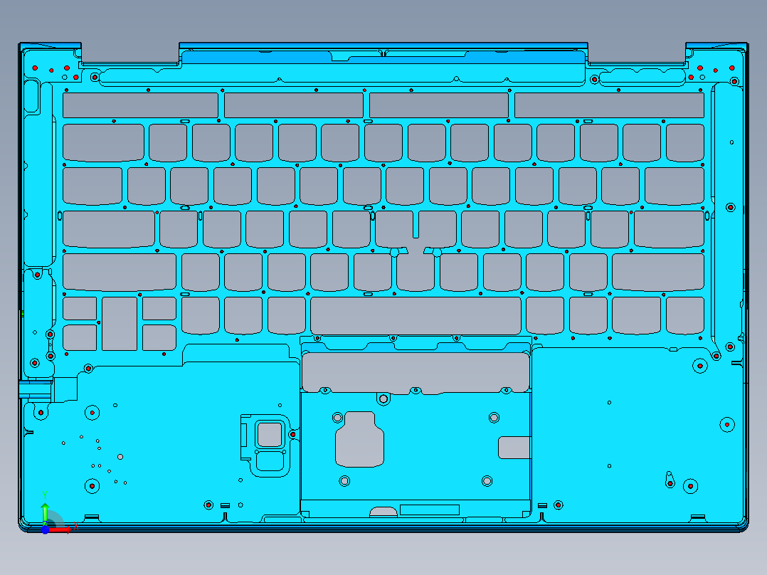 笔记本C壳攻牙钻孔UG刀路程序模型前视图