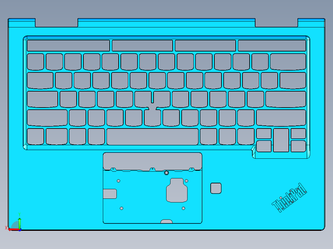笔记本C壳攻牙钻孔UG刀路程序模型后视图