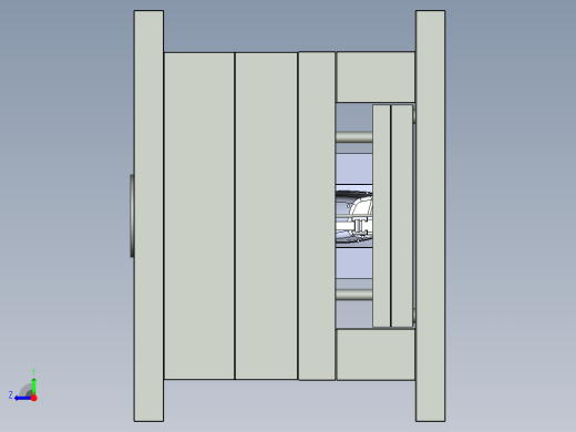 A2004950-带凸台模具底座的型芯和型腔的全模右视缩略图