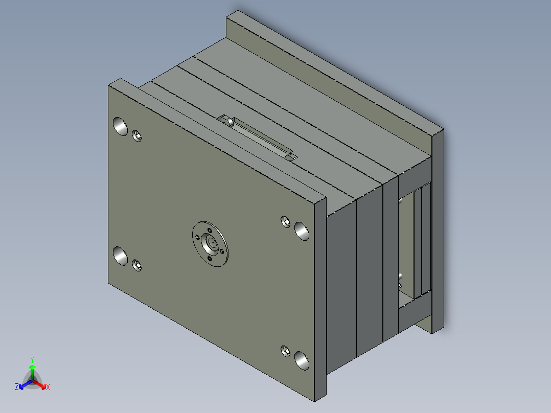 A2004950-带凸台模具底座的型芯和型腔的全模正等轴测图