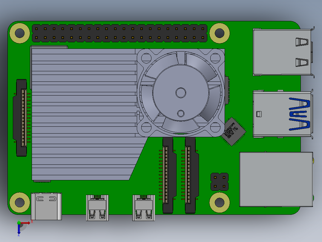 树莓派 5 三维图 Raspberry Pi 5树莓派5代开发板俯视图