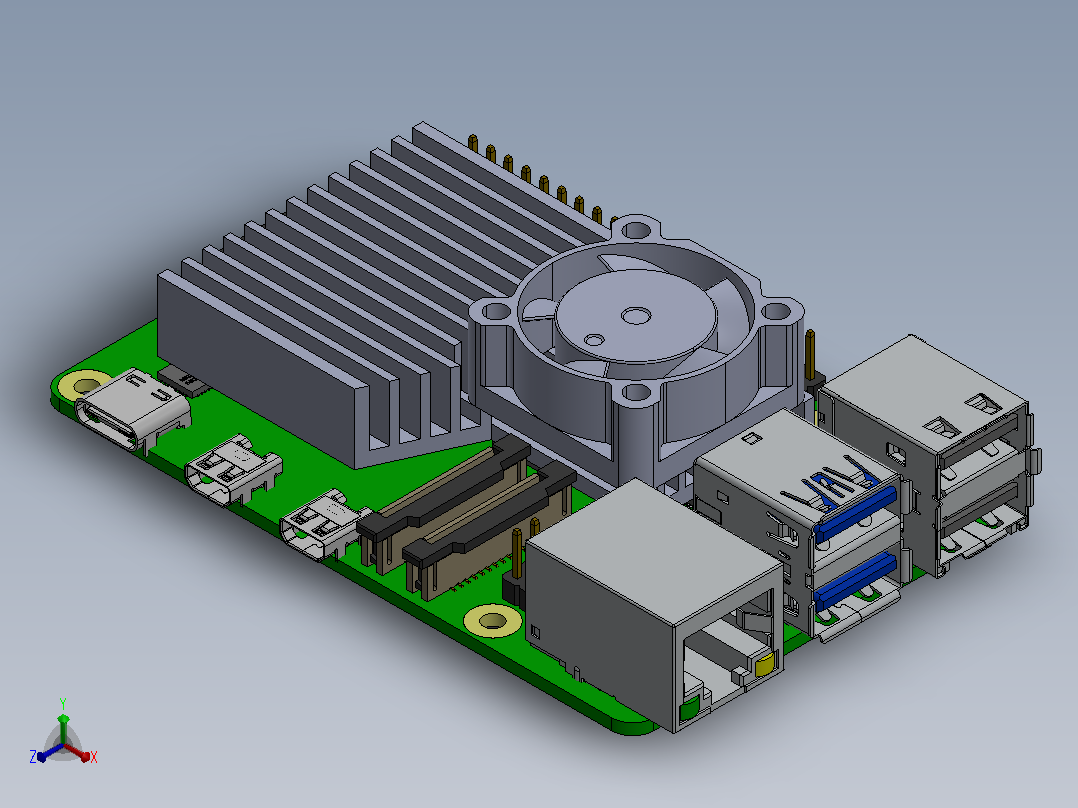 树莓派 5 三维图 Raspberry Pi 5树莓派5代开发板正等轴测图