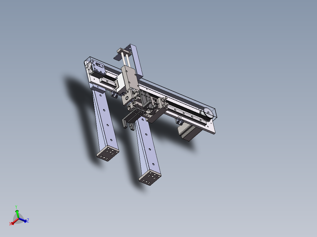 气缸夹取物料双手指气缸旋转及步进电机搬运机械手sw13可编辑