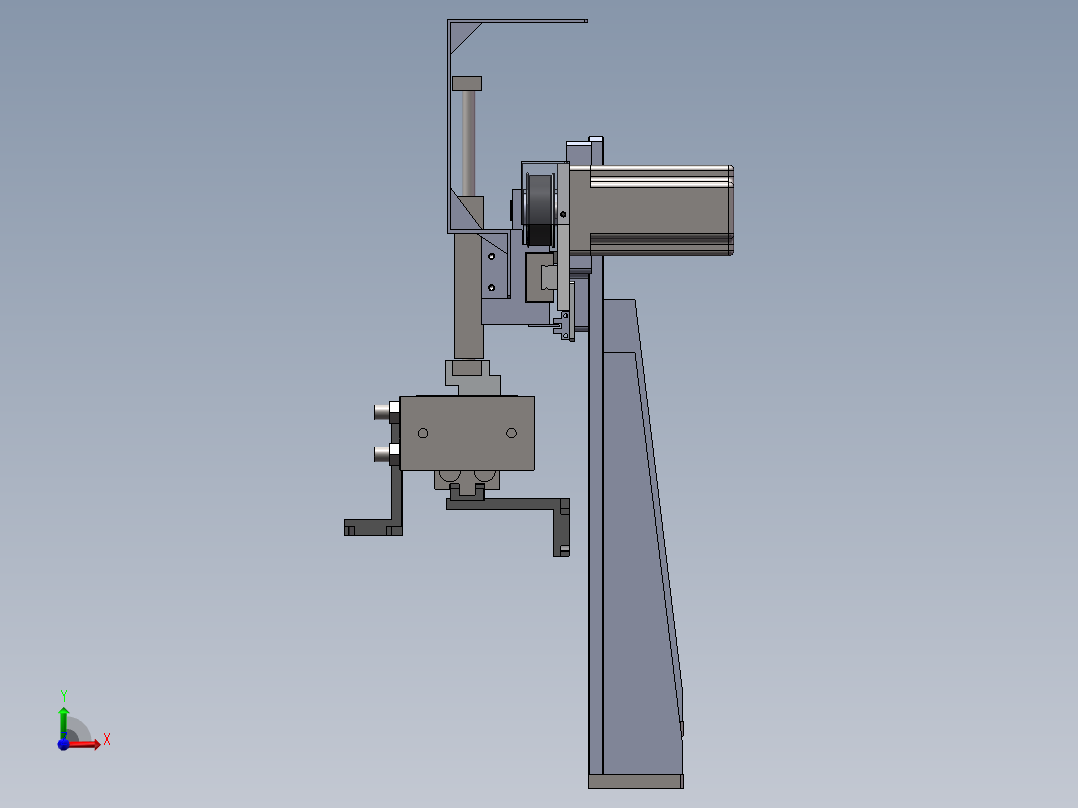 气缸夹取物料双手指气缸旋转及步进电机搬运机械手sw13可编辑前视图