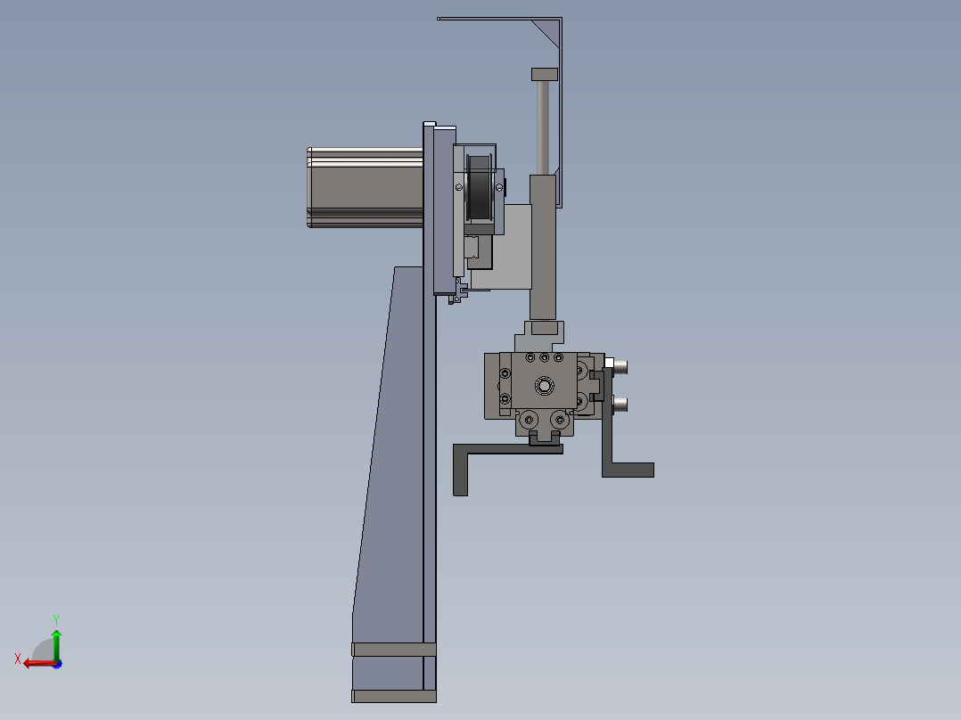 气缸夹取物料双手指气缸旋转及步进电机搬运机械手sw13可编辑后视图