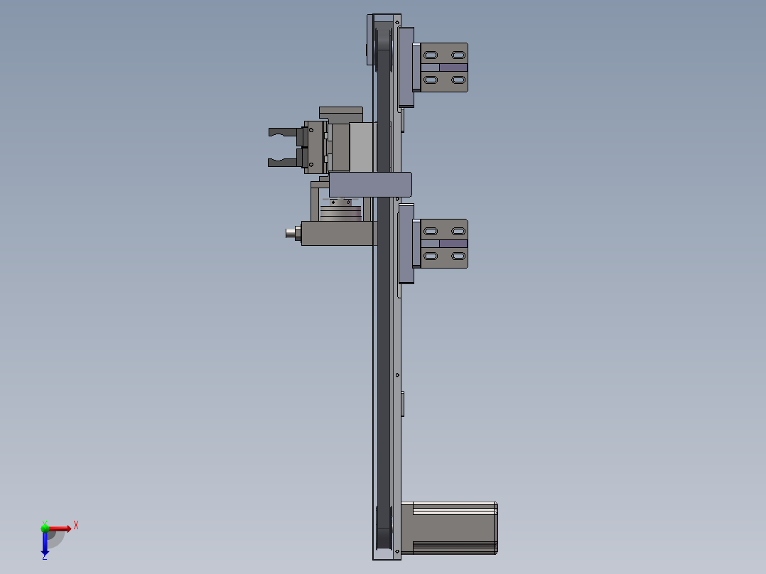 气缸夹取物料双手指气缸旋转及步进电机搬运机械手sw13可编辑俯视图