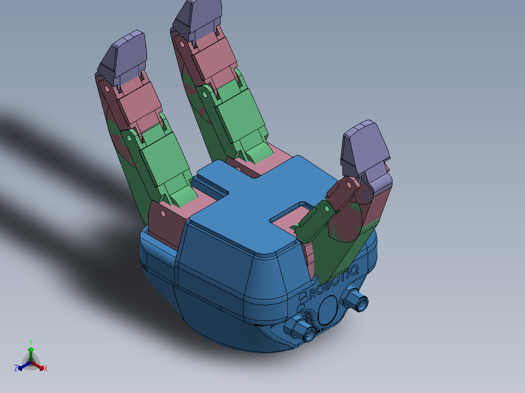 三指自适应机器人手爪夹持器3D图纸 Solidworks设计 附STEP