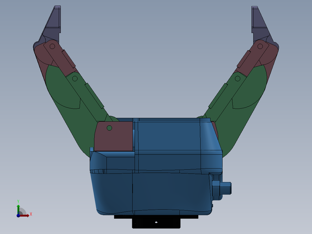 三指自适应机器人手爪夹持器3D图纸 Solidworks设计 附STEP前视图