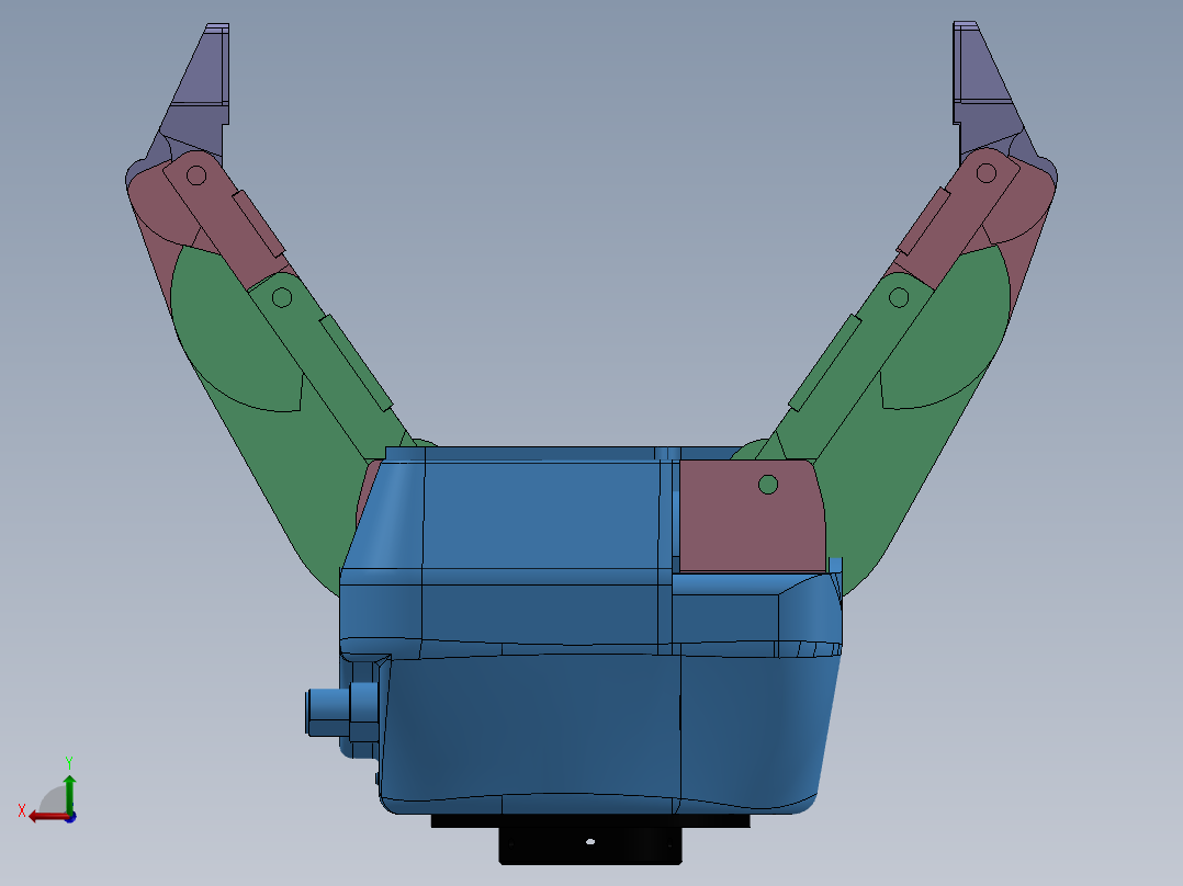 三指自适应机器人手爪夹持器3D图纸 Solidworks设计 附STEP后视图