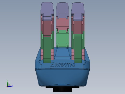 三指自适应机器人手爪夹持器3D图纸 Solidworks设计 附STEP左视缩略图