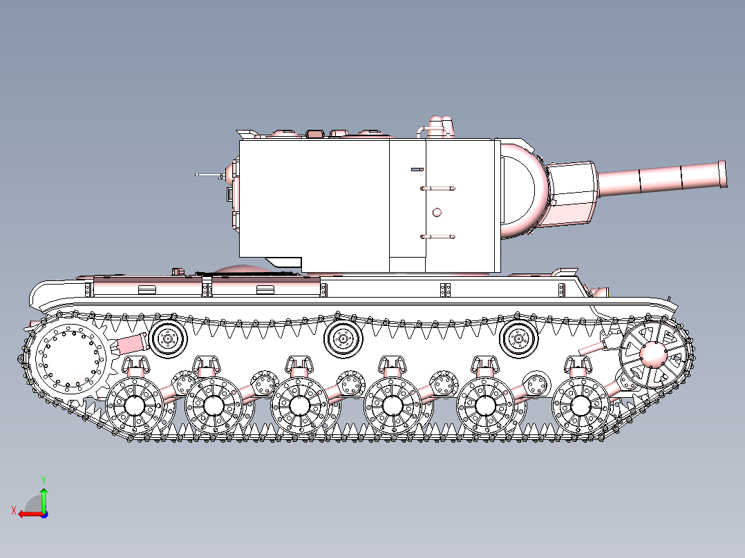 KV-2重型坦克(可驱动约束)后视图