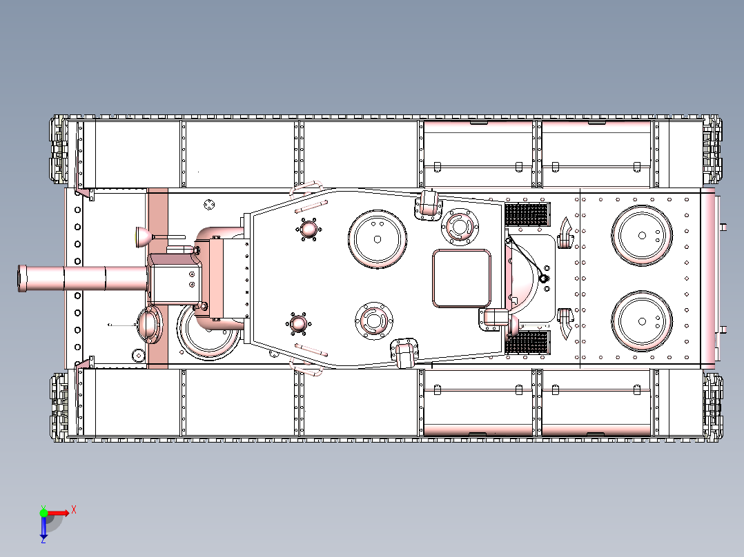 KV-2重型坦克(可驱动约束)俯视图