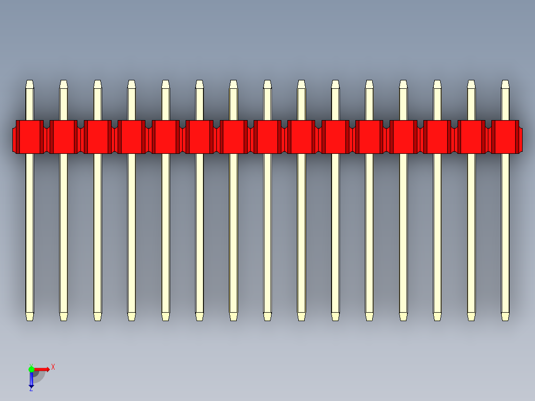 彩色公头100mil（2.54mm）系列-DS1021_red_1x15p_100mil_Type5_rev1.0俯视图