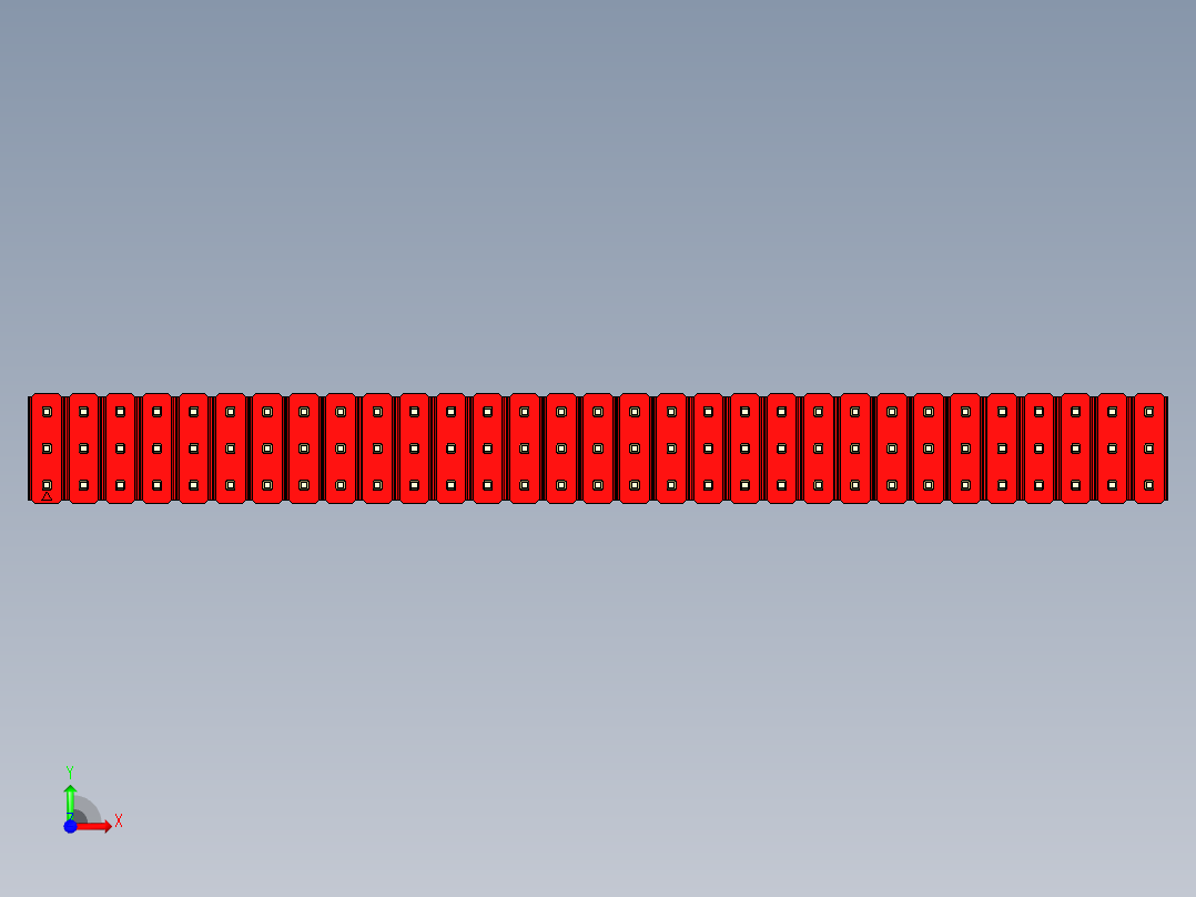 彩色公头100mil（2.54mm）系列-DS1021_red_3x31p_100mil_Type19_rev1.0前视图