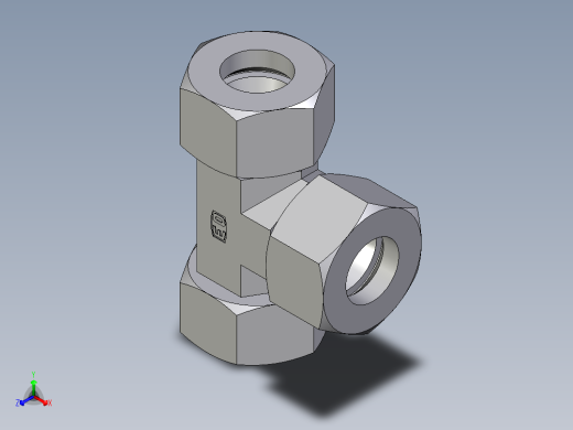 卡套式工业通用硬管接头EO_Swivel_nut_run_tee_EL25S71正等轴测缩略图