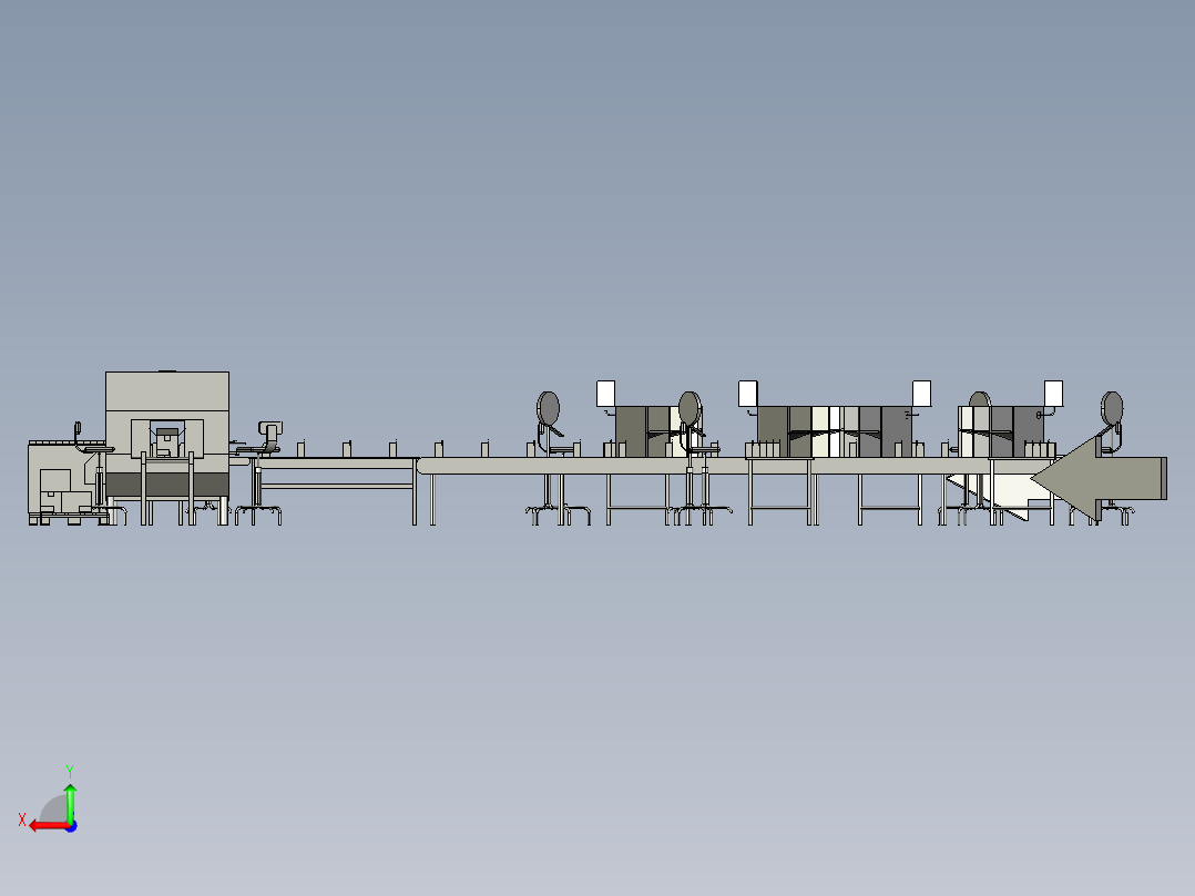 手工包装生产线后视图