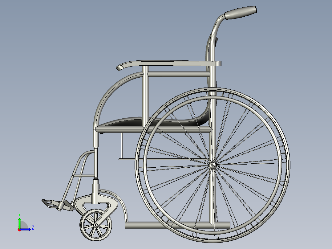 轮椅 3D模左视图