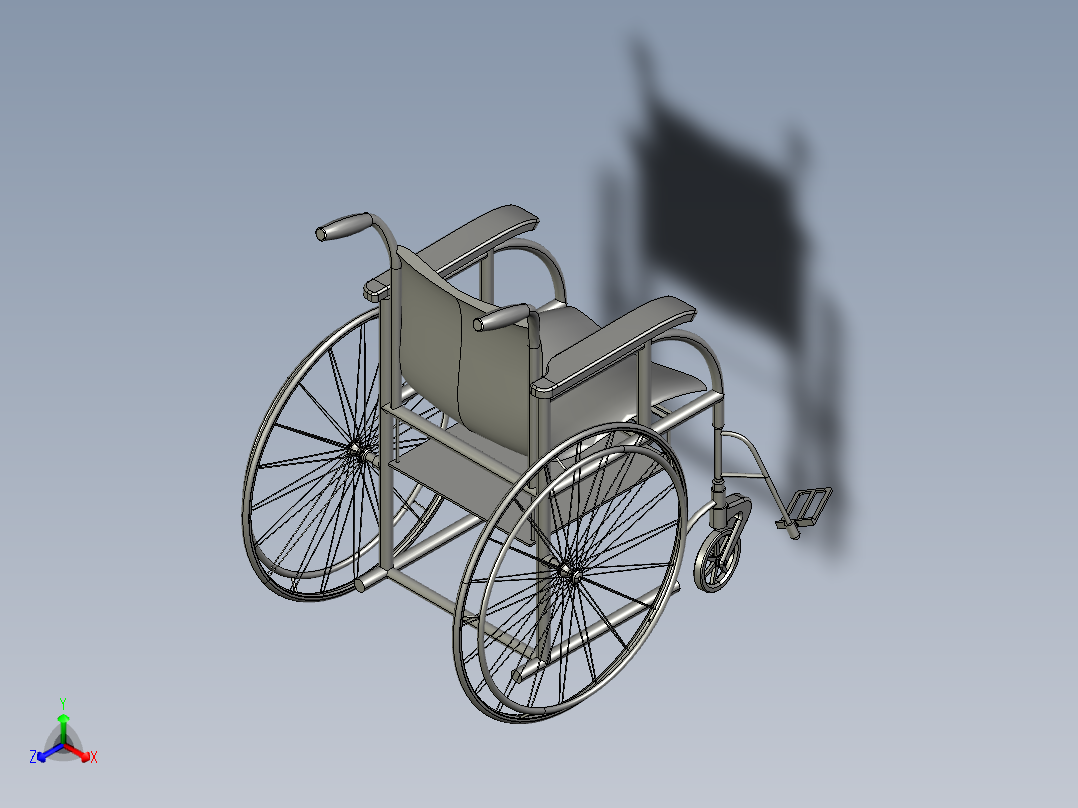 轮椅 3D模正等轴测图
