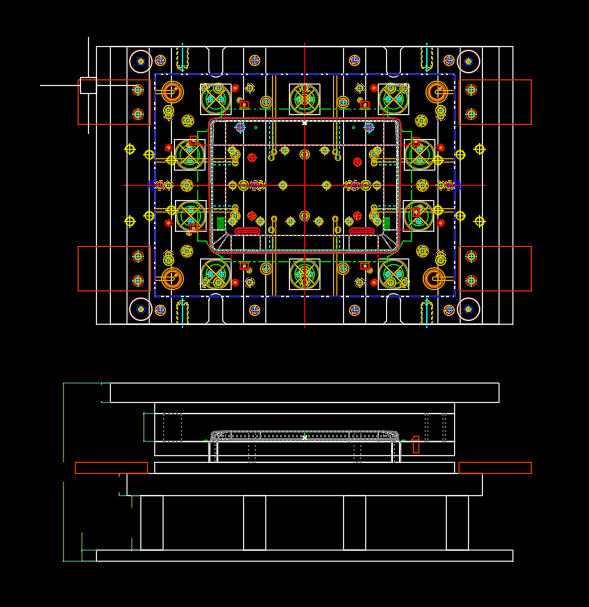 笔记本D壳预冲压弧度冲压模具设计图