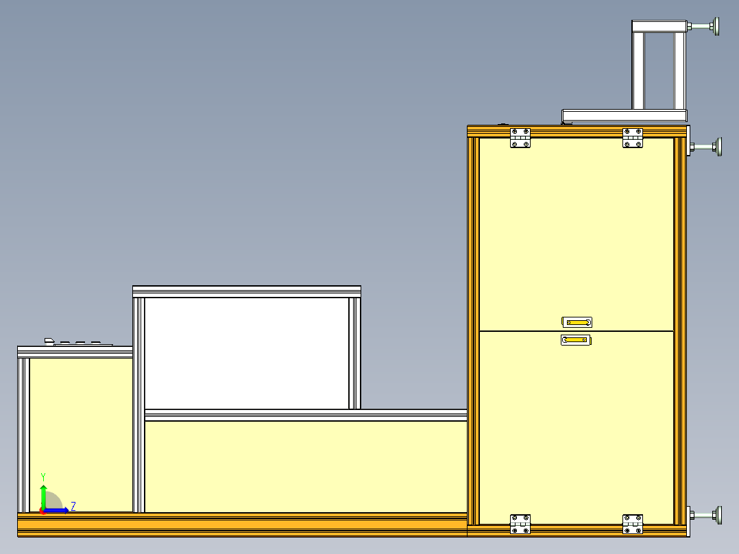 大型非标设备外框总成设计左视图