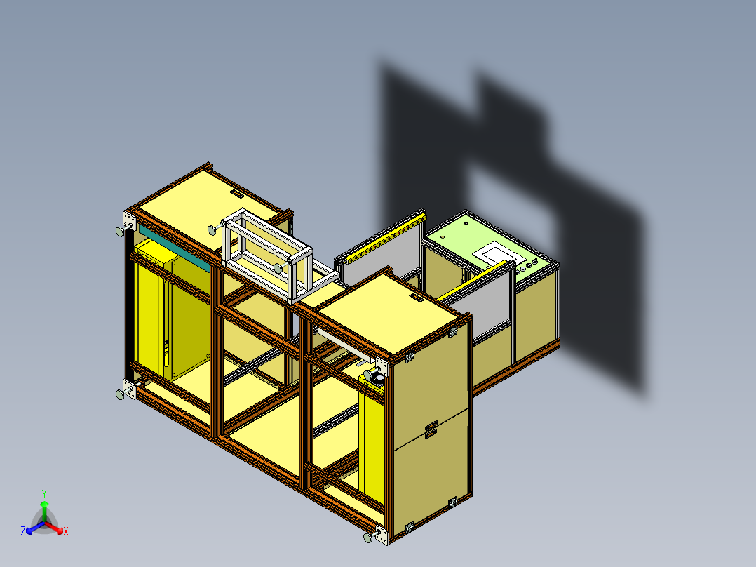 大型非标设备外框总成设计正等轴测图