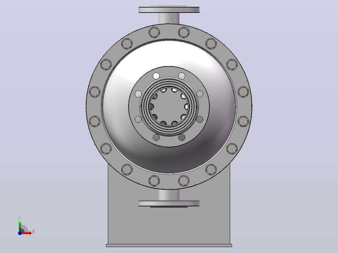 20m²缠绕式螺旋管换热器压力容器计算设计三维SW 前视图