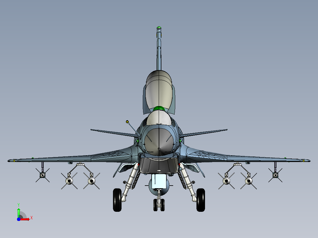 歼10战斗机CATIA V5 r21模型前视图